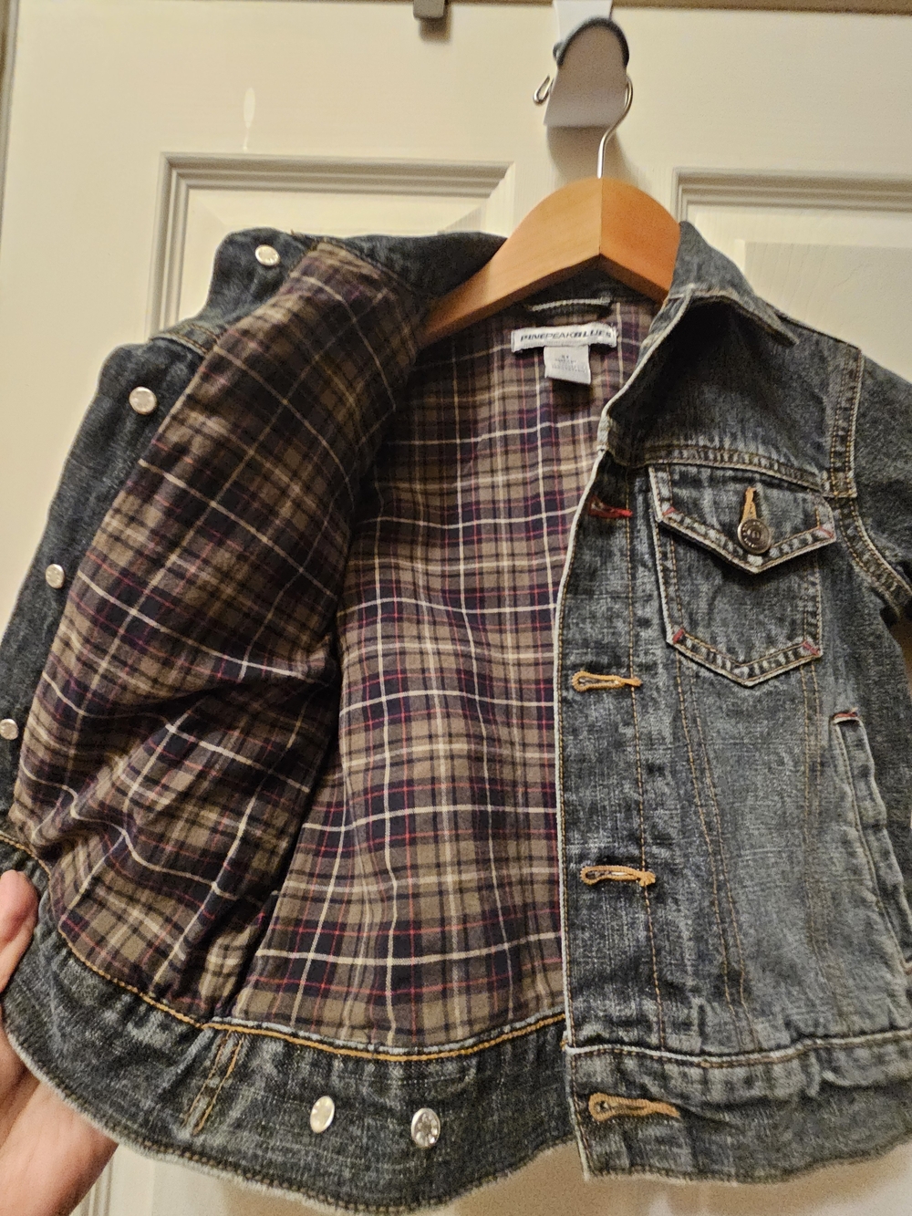 Denim Jacket with Plaid Lining Child Blue Jean Jacket
